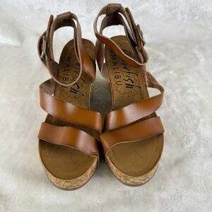 Blowfish Malibu Cork Wedge Sandals Women's Size 8.5 Strappy Brown